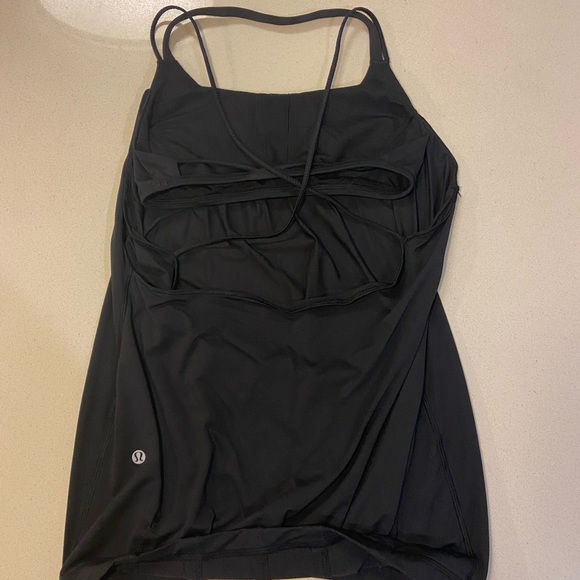 Black Lululemon Strappy Tank w/ built in bra - Picture 6 of 6